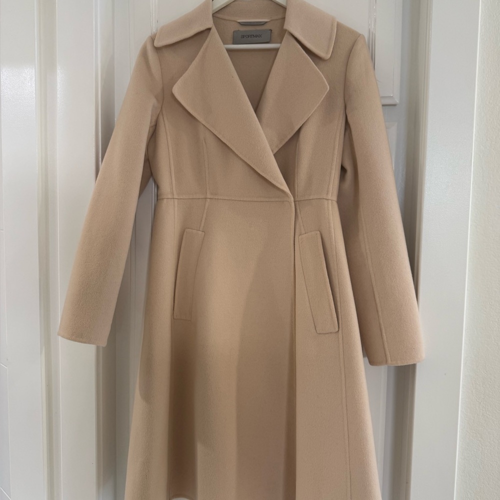 SportMax Cream Long Coat - Picture 2 of 13